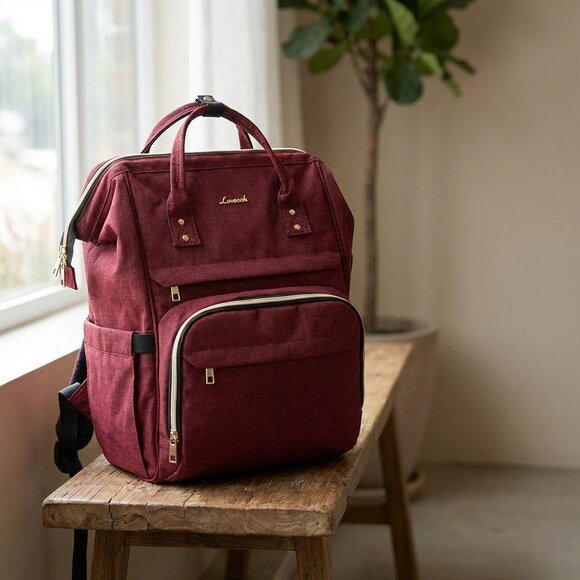 Lovevook Laptop Backpack For Women 18" Red Water-Resistant Travel Bag W/USB Port - Picture 2 of 10